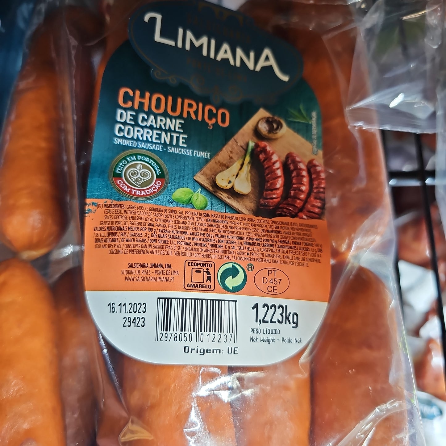 Chouriço De Carne Corrente 1,28kg - Limiana