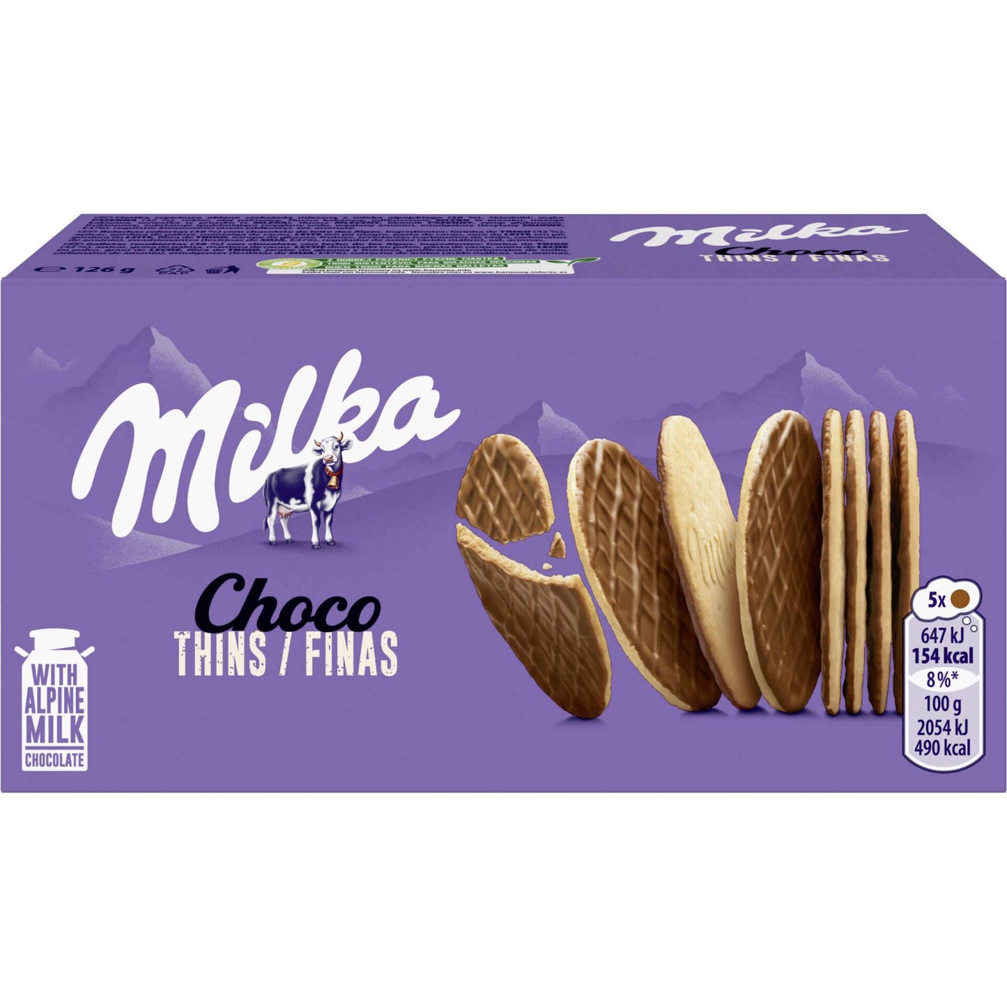 Bolachas com Cobertura de Chocolate Finas Milka 126g