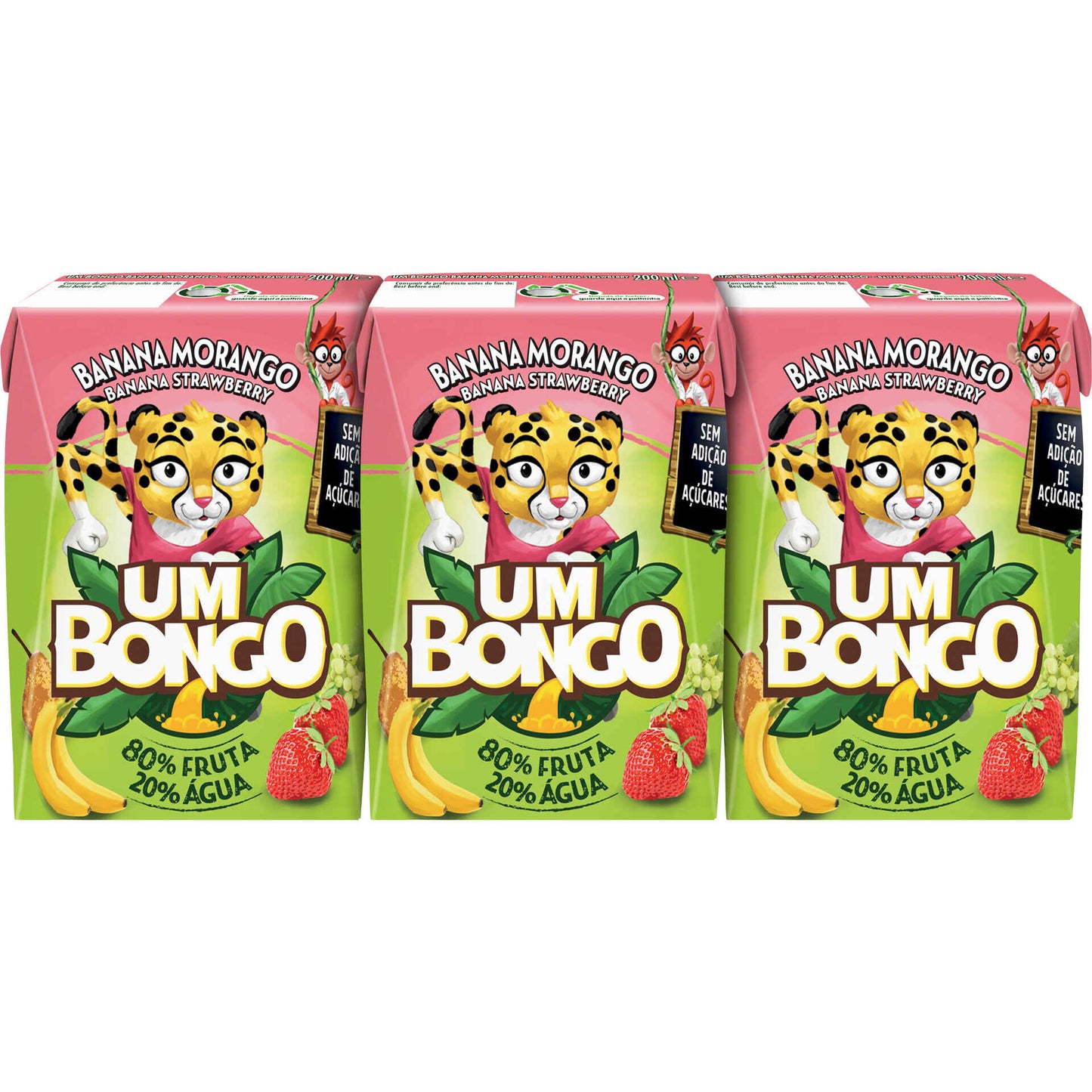 Néctar Um Bongo Banana Morango 3x200ml