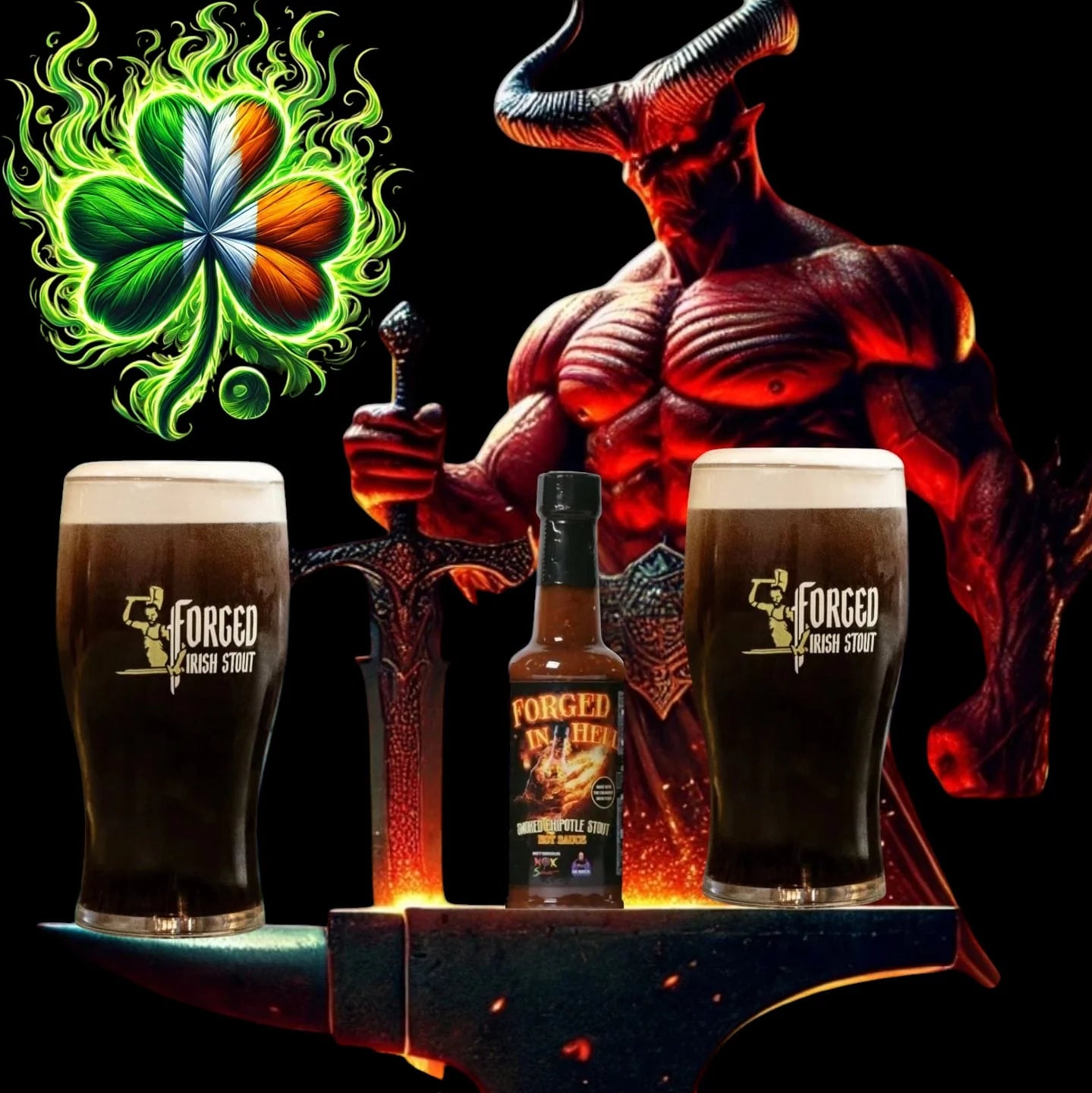 Forged In Hell Smoked Chipotle Stout Hot Sauce 3🔥 150ml - noksauce
