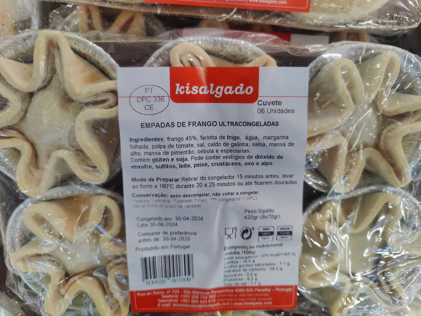 Empadas de Frango 6x 70gr - Kisalgado