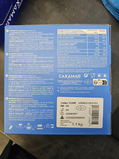 Bacalhau Lombos Crescido Secos 1.1kg
