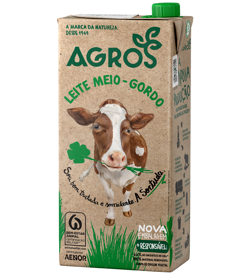 Leite Meio-Gordo Agros 1lt