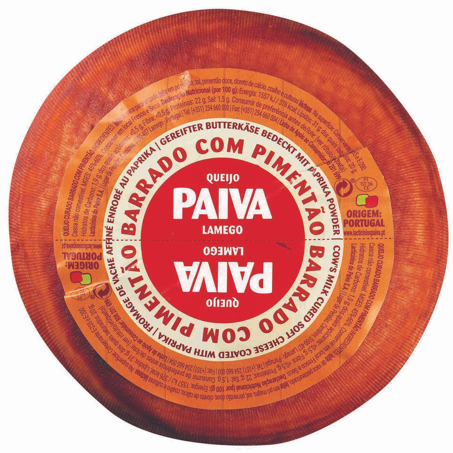 Queijo Prato Barrado com Pimentão 500gr - Paiva