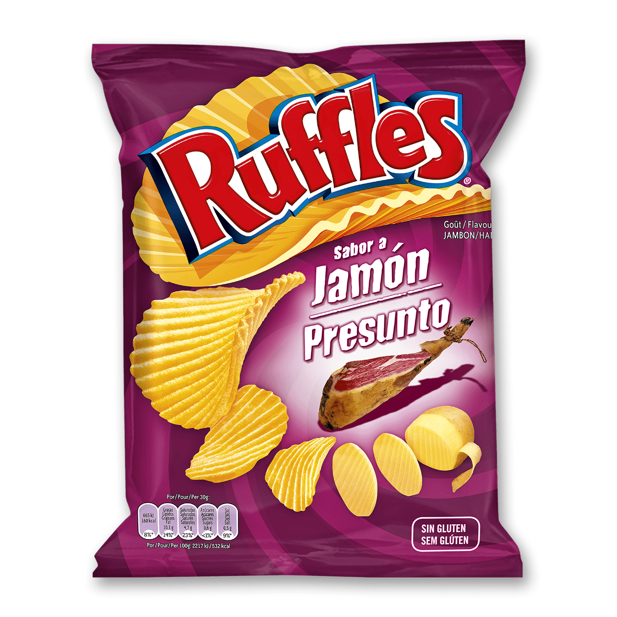 Batatas-fritas Ruffles sabor a Presunto 150gr